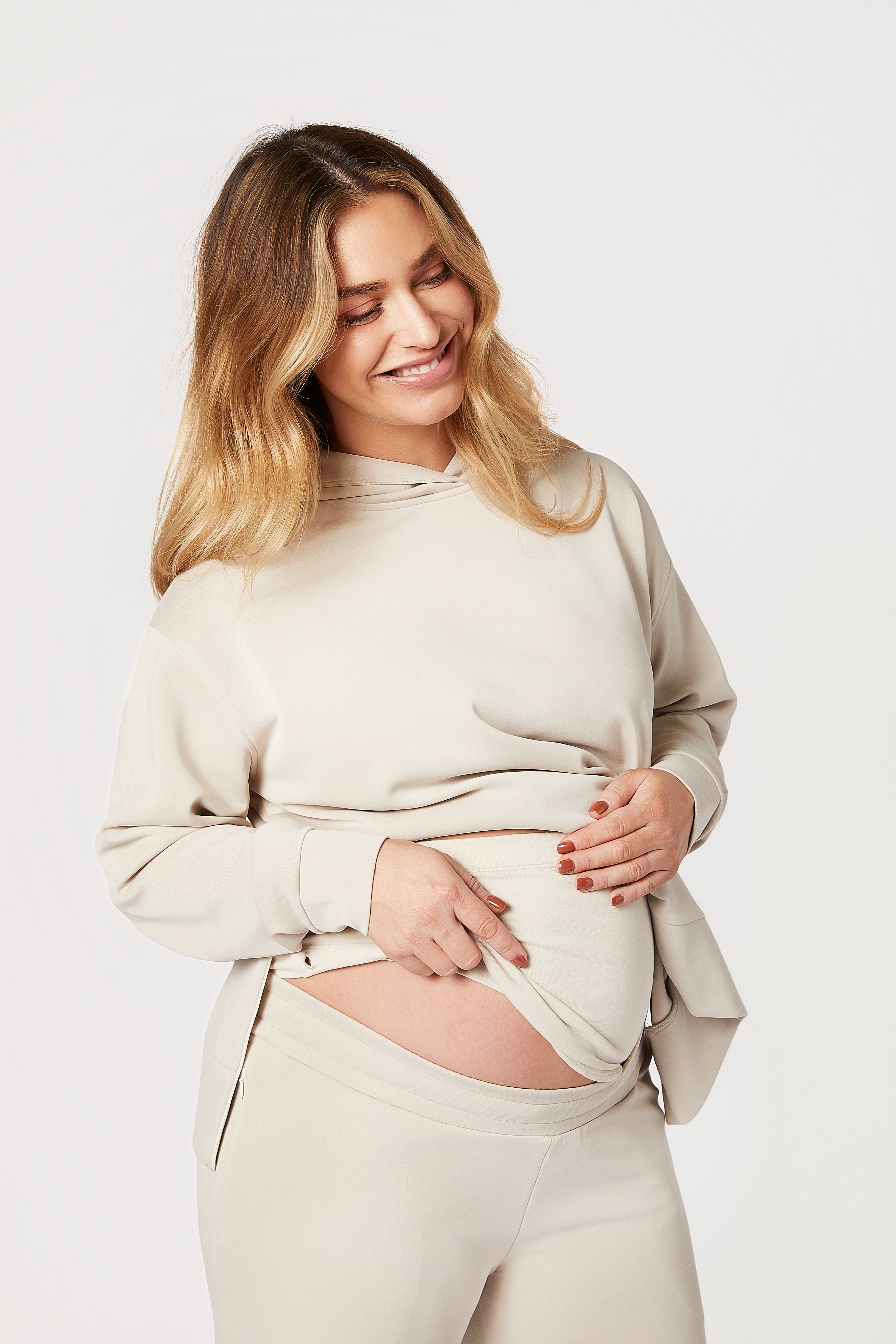 Willow Modal Hamile Eşofman Takımı Bej önden görünüm