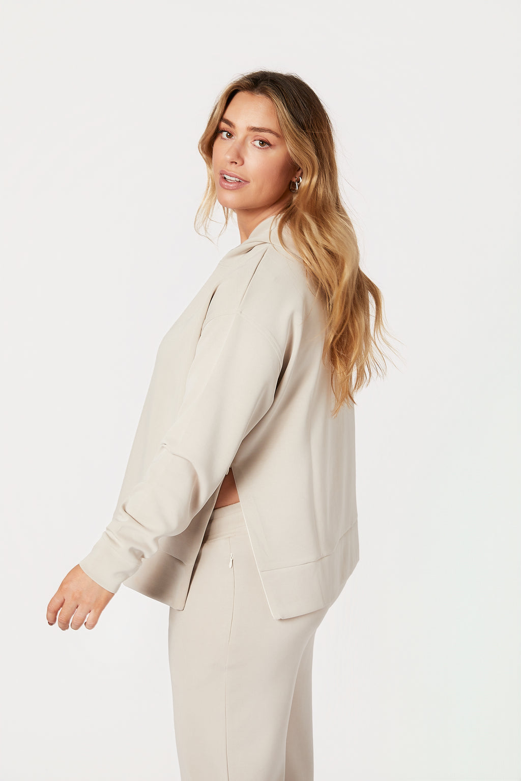 Willow Modal Hamile Eşofman Takımı Bej yandan görünüm