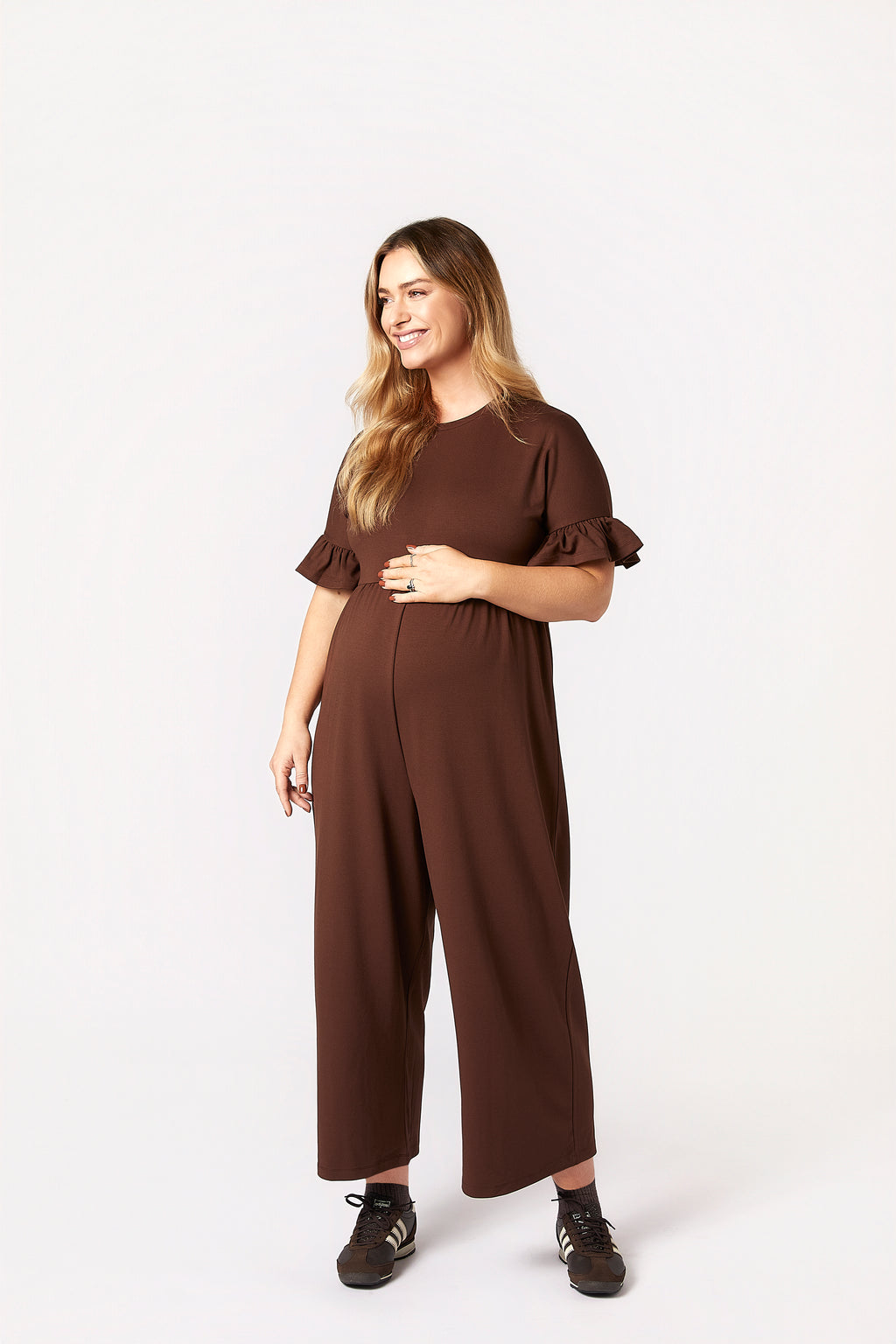 Lilyana Hamile Tulum Kahverengi önden görünüm