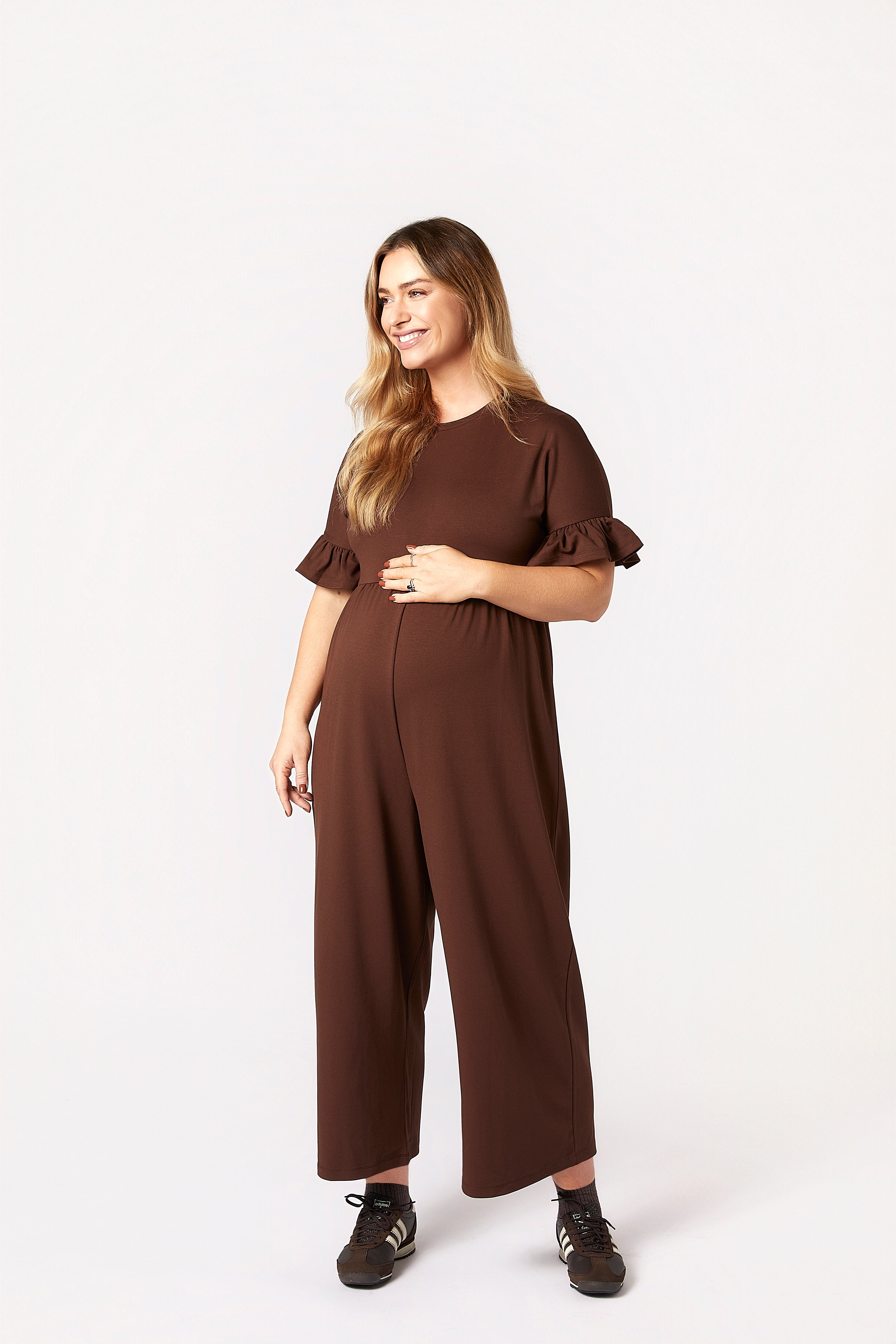 Lilyana Hamile Tulum Kahverengi önden görünüm