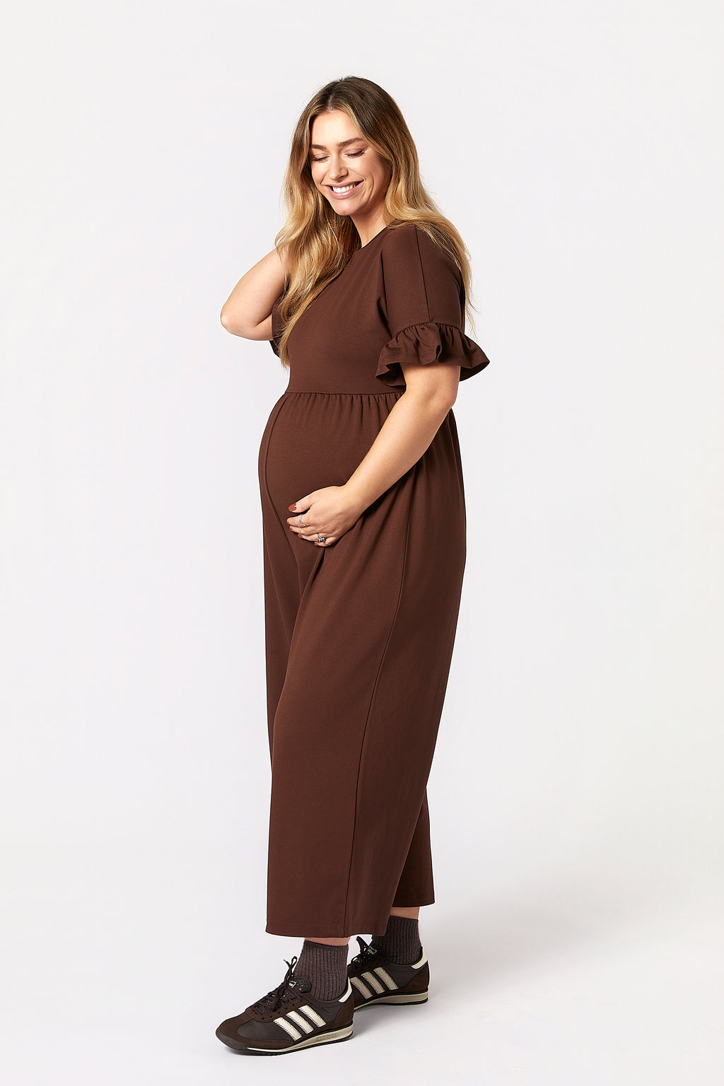 Lilyana Hamile Tulum Kahverengi yandan görünüm