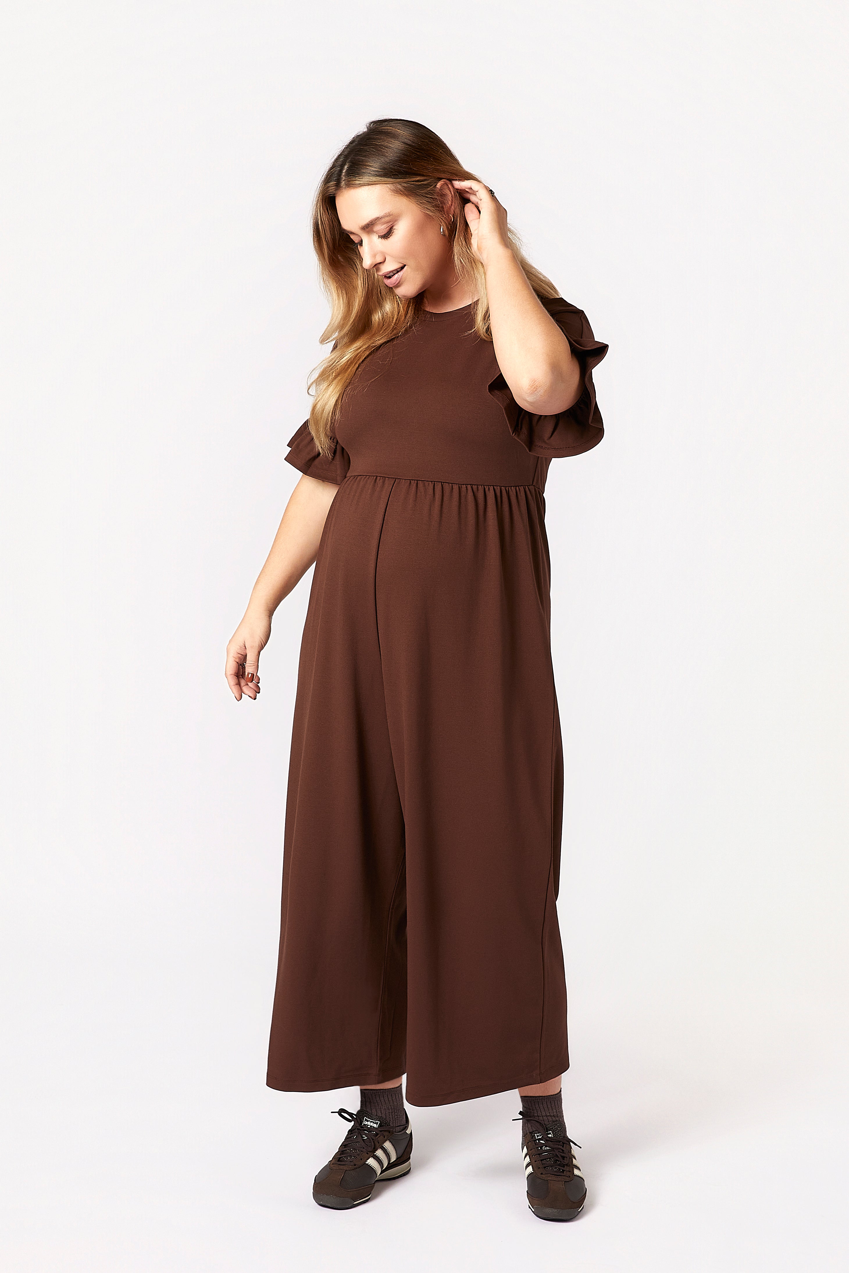 Lilyana Hamile Tulum Kahverengi önden görünüm