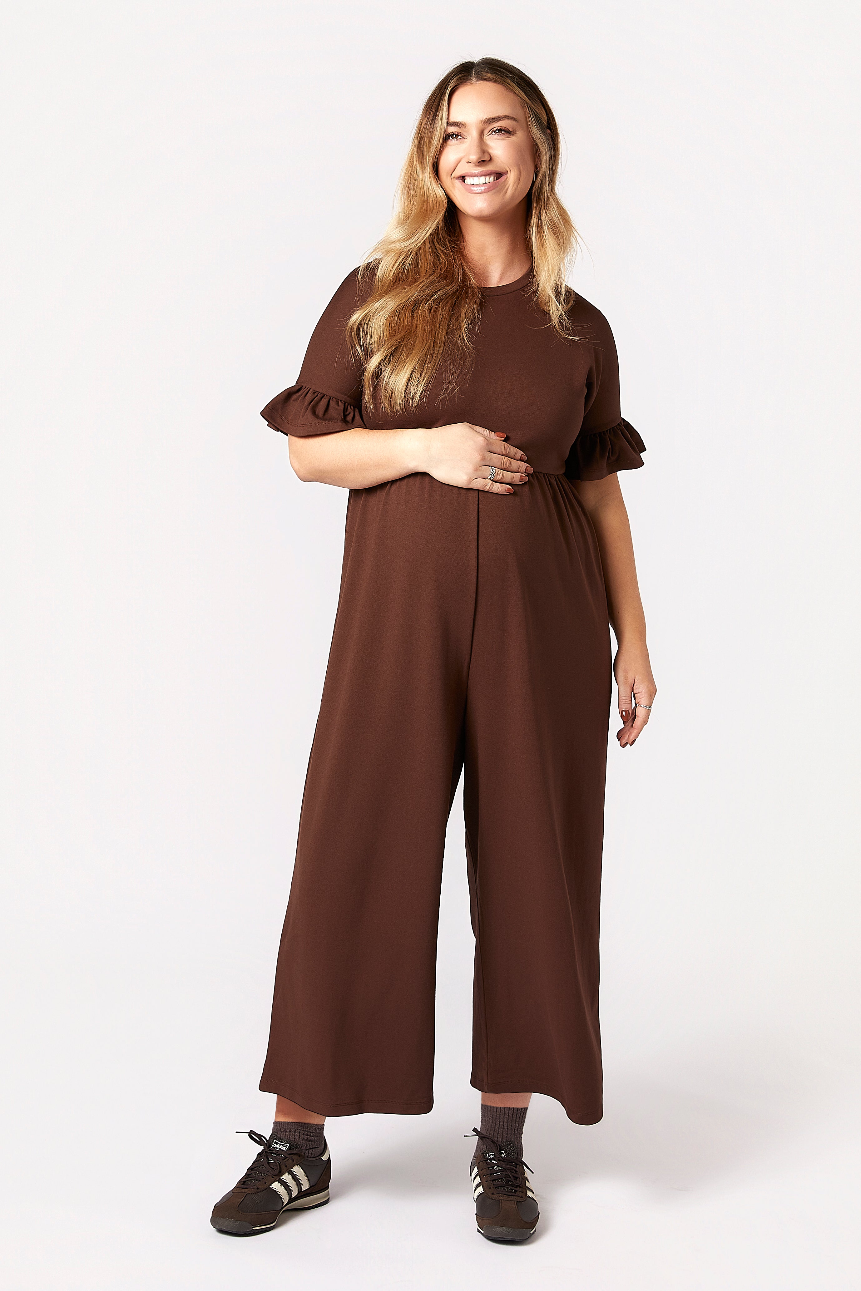 Lilyana Hamile Tulum Kahverengi önden görünüm