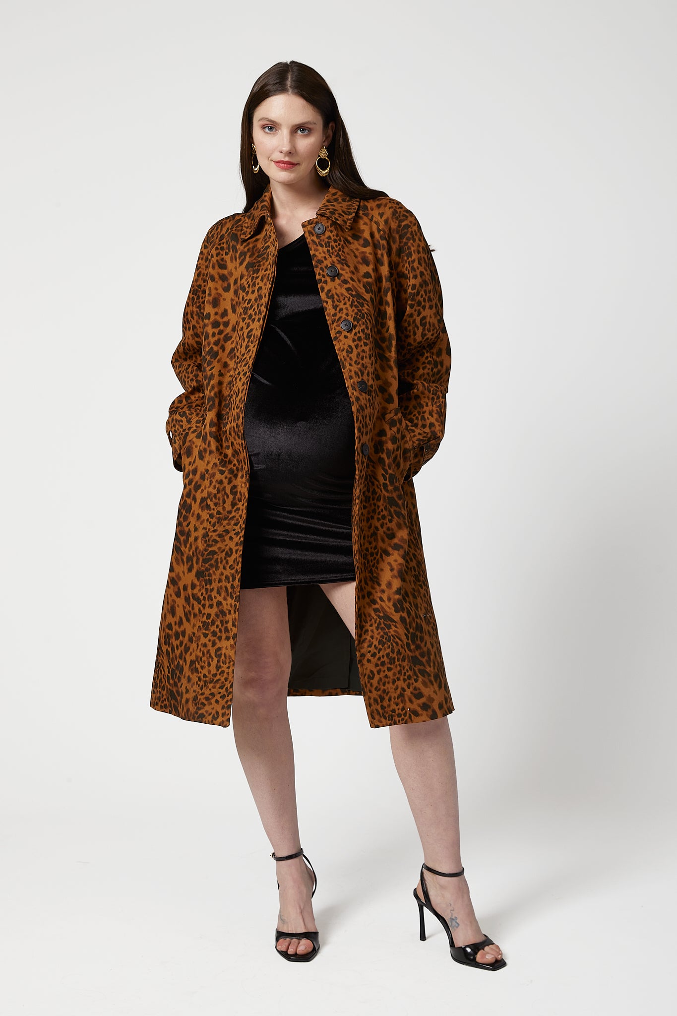 Velvetine Hamile Elbise siyah önden görünüm