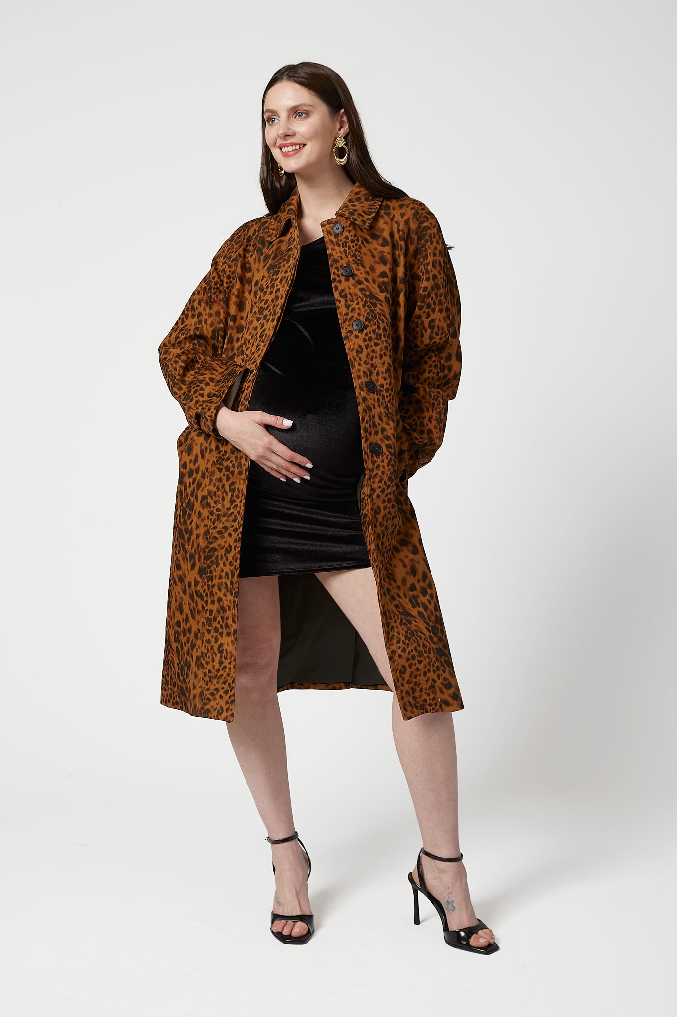 Velvetine Hamile Elbise siyah önden görünüm